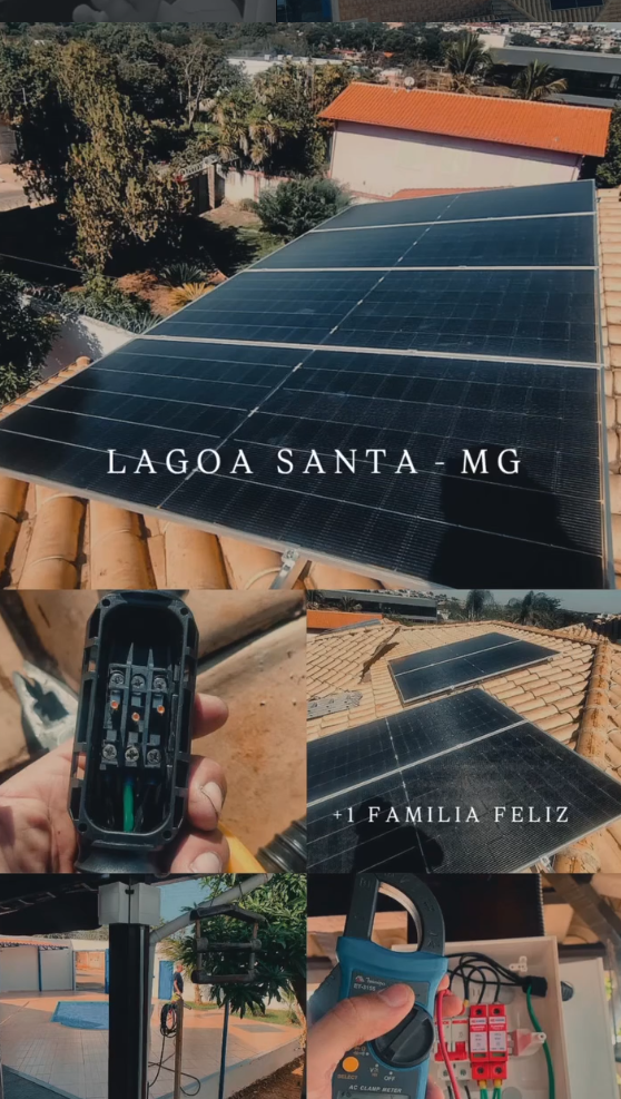 Usina solar residencial entregue em Lagoa Santa, Minas Gerais, com carregador veicular