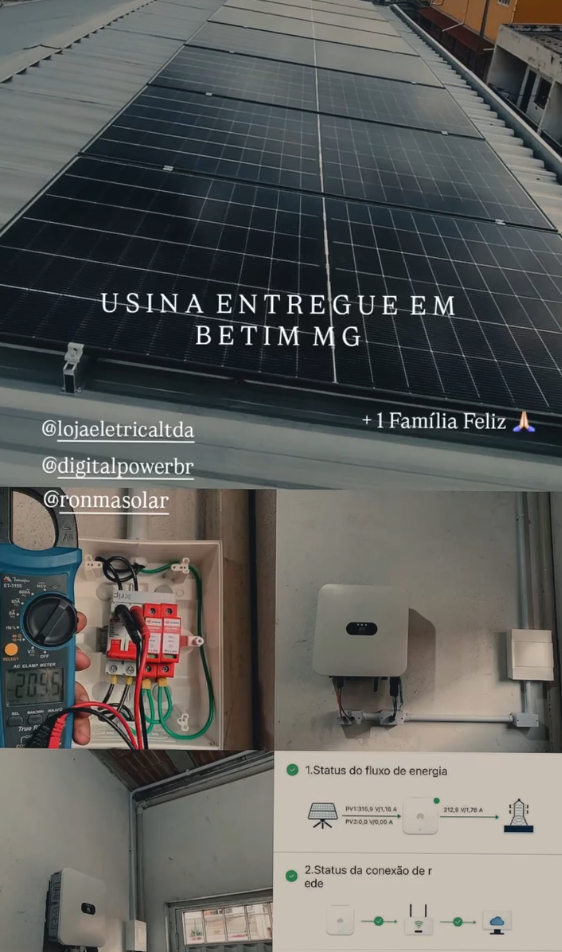 Usina fotovoltaica entregue em telhado industrial em Betim, Minas Gerais